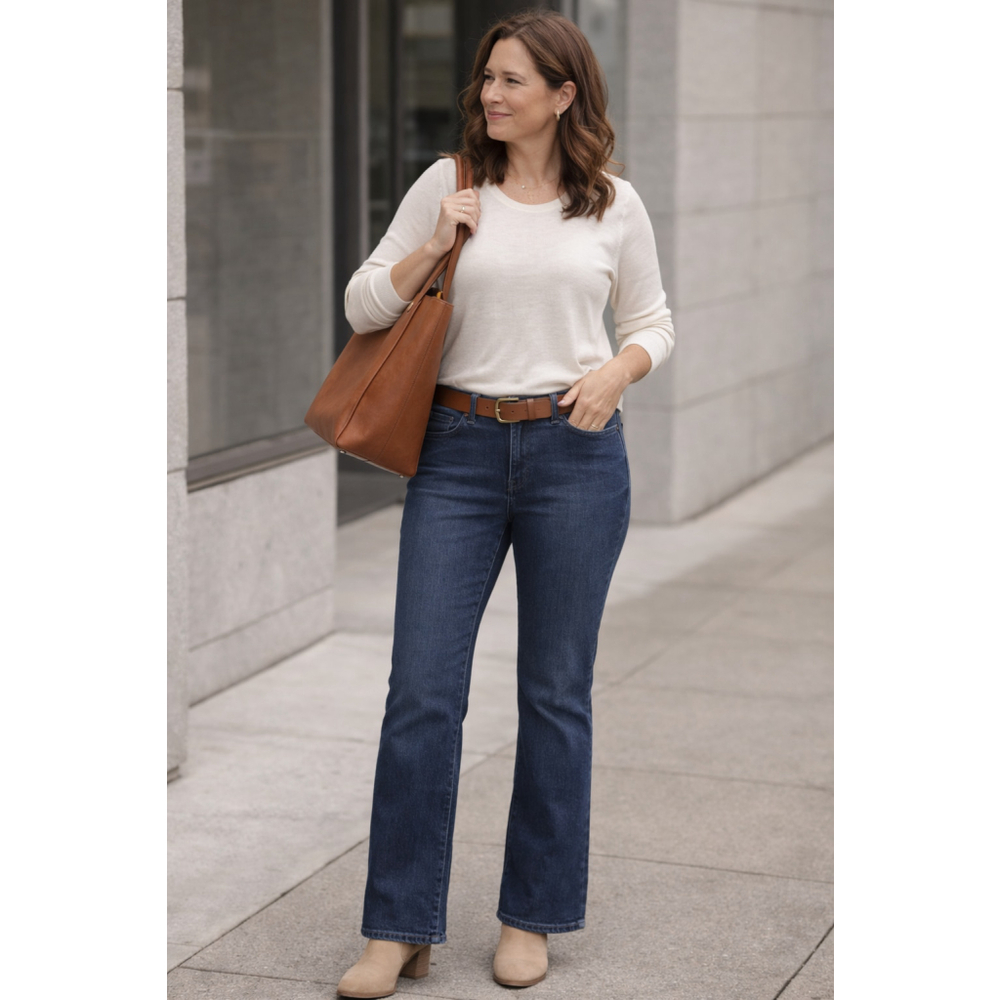 NYDJ Sz 10 Barbara Bootcut Jeans Lift Tuck Shaping Dark Wash Classic Fit Stretch